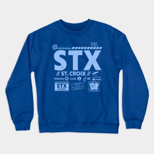 Vintage St. Croix STX Airport Code Travel Day Retro Travel Tag USVI Crewneck Sweatshirt